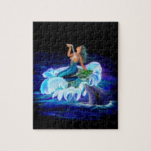 Mermaid with Dolphin ジグソーパズル (縦)