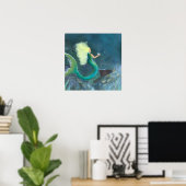 Mermaid with her pearl poster ポスター (ホームオフィス)