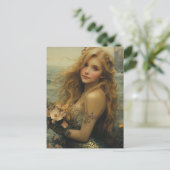 Mermaid Woman With Flowers ポストカード (スタンド正面)