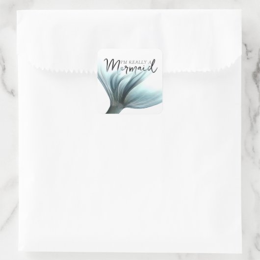 #MermaidLife本当に人魚だ |アクアテール引用文 スクエアシール (バッグ)