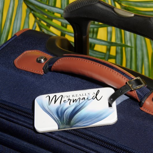 #MermaidLife本当に人魚だ |ブルーテール引用文 ラゲッジタグ (正面インサイチュ3)