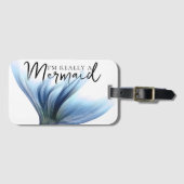 #MermaidLife本当に人魚だ |ブルーテール引用文 ラゲッジタグ (正面横)