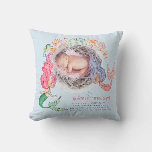 Mermaids パーソナライズされた PHOTO Gift クッション (正面)