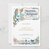 Mermaids and Matrimony Beachl Bachelorette Party 招待状 (正面)
