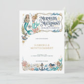 Mermaids and Matrimony Beachl Bachelorette Party 招待状 (スタンド正面)