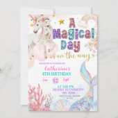 Mermaids and Unicorns Magical Birthday invitation 招待状 (正面)