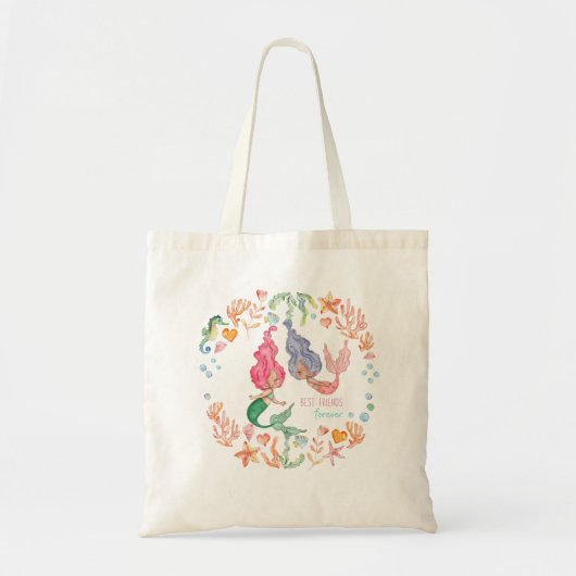 Mermaids Best Friends Forever BFF Personalized トートバッグ (正面)