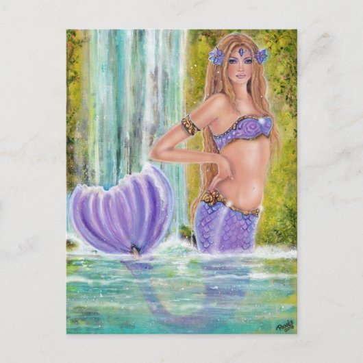 Mermaids lagoon waterfall art by Renee Lavoie ポストカード (正面)
