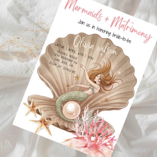 Mermaids + Matrimony Bridal Shower Party 招待状