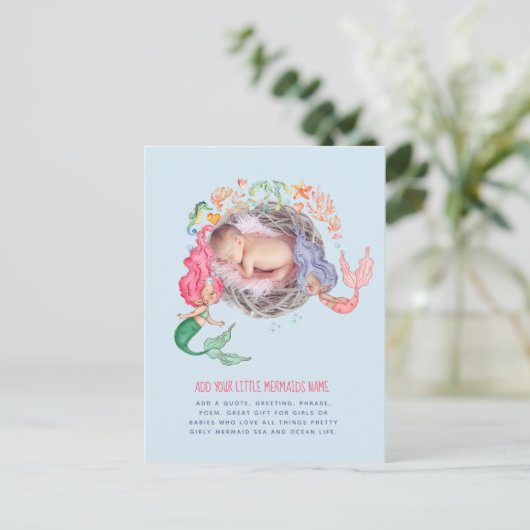 Mermaids PHOTOパーソナライズされた招待状発表 ポストカード (スタンド正面)