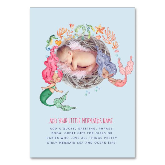 Mermaids PHOTOベビーシャワーパーティー テーブルナンバー (正面)