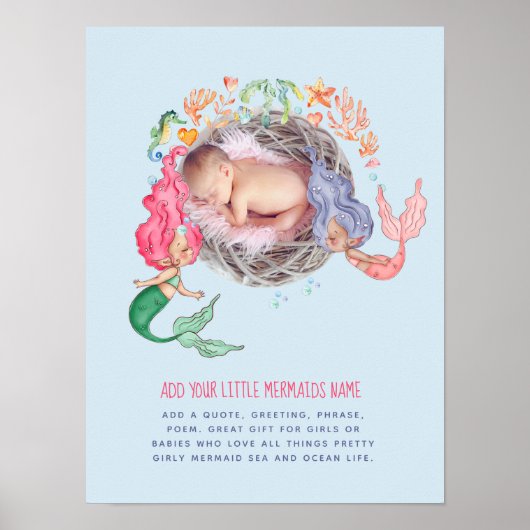 Mermaids PHOTO Announcement Wall ArtまたはWelcome ポスター (正面)