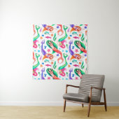 Mermaids Water color：シームレスな海洋パターン タペストリー (インサイチュ)