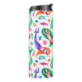 Mermaids Water color:シームレスな海洋パターン タンブラー (回転左)