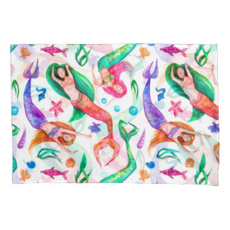 Mermaids Water color:シームレスな海洋パターン 枕カバー