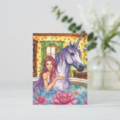 MermiadとUnicornの入浴ファンタジー ポストカード (スタンド正面)