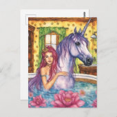 MermiadとUnicornの入浴ファンタジー ポストカード (正面/裏面)