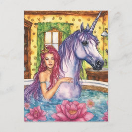 MermiadとUnicornの入浴ファンタジー ポストカード