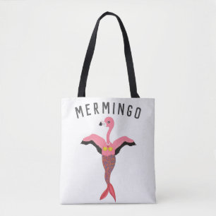 Mermingoグラフィックおもしろい: Flamingo-Mermaidハイブリッド トートバッグ