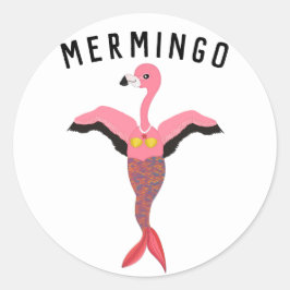 Mermingoグラフィックおもしろい: Flamingo-Mermaidハイブリッド ラウンドシール