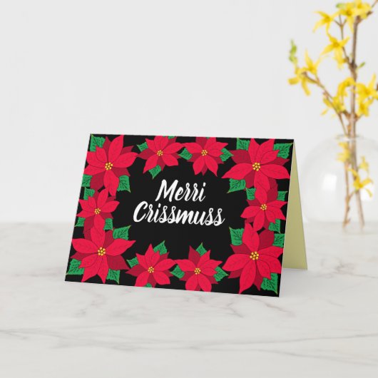 Merri Crissmuss Caribbean Poinsettia Christmas カード (黄色い花)
