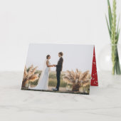 Merried Christmas Holly Mistletoe 3 Photo Wedding シーズンカード (裏面)