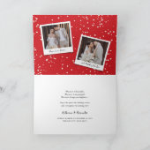 Merried Christmas Holly Mistletoe 3 Photo Wedding シーズンカード (内部)