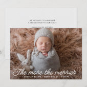 Merrier Script Holiday Birth Announcement Card 案内状 (正面/裏面)