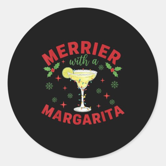 Merrier With A Margarita Christmas ラウンドシール (正面)