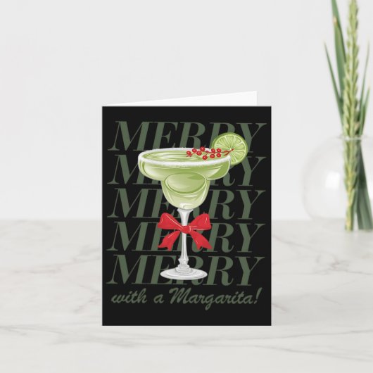 Merrier With A Margarita Christmas Drinking Margar カード (正面)