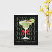 Merrier With A Margarita Christmas Drinking Margar カード (黄色い花)