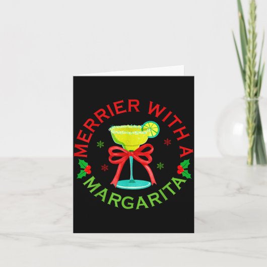 Merrier With A Margarita Christmas Drinking Margar カード (正面)