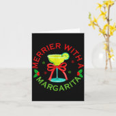 Merrier With A Margarita Christmas Drinking Margar カード (黄色い花)
