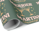 Merrier with a Martini Christmas Cocktail Holiday  ラッピングペーパー (ロールコーナー)
