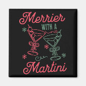 Merrier With A Martini Christmas Tail Xmas Martini マグネット (正面)