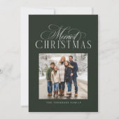 Merriest Christmas elegant hunter green photo シーズンカード (正面)