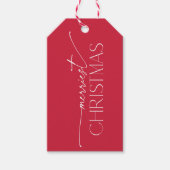 Merriest Christmas Elegant Typography Holiday ギフトタグ (正面)