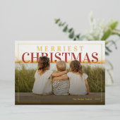 Merriest Christmas Modern Photo 箔シーズンカード (立ち正面)