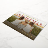 Merriest Christmas Modern Photo 箔シーズンカード (回転した状態)