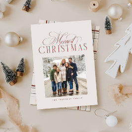 Merriest Christmas simple elegant neutral photo シーズンカード