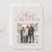 Merriest Christmas simple elegant neutral photo シーズンカード (正面)