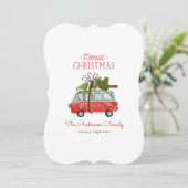 merriest christmas watercolor car シーズンカード (スタンド正面)