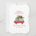 merriest christmas watercolor car シーズンカード<br><div class="desc">Get in the festive mood with this fun watercolor car and christmas tree design. A beautiful hand painted red car and green tree, gives a traditional rustic feel, which is complimented by modern, trendy, bold script font. The text can be personalised with your family name and message to make it...</div>