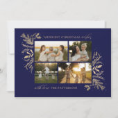 Merriest Christmas Wishes 4 Photo Botanical Floral シーズンカード (正面)