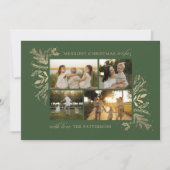 Merriest Christmas Wishes 4 Photo Botanical Floral シーズンカード (正面)