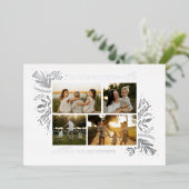 Merriest Christmas Wishes 4 Photo Botanical Floral 箔シーズンカード (立ち正面)