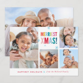 MERRIEST XMAS PHOTO modern colorful typography シーズンカード (正面/裏面)