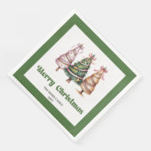 Merrily Christmas Tree Leopard Print Dinner Napkin (コーナー)