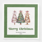 Merrily Christmas Tree Leopard Print Dinner Napkin (正面)