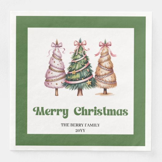 Merrily Christmas Tree Leopard Print Dinner Napkin (正面)